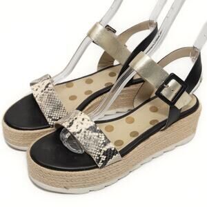 Boden Black Snakeskin Platform Espadrilles Sandals Size 39 US 9